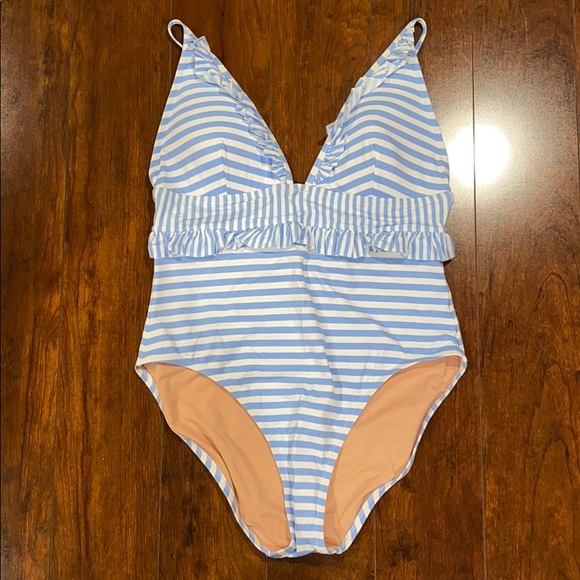 NWT JCrew Striped Ruffled One Piece